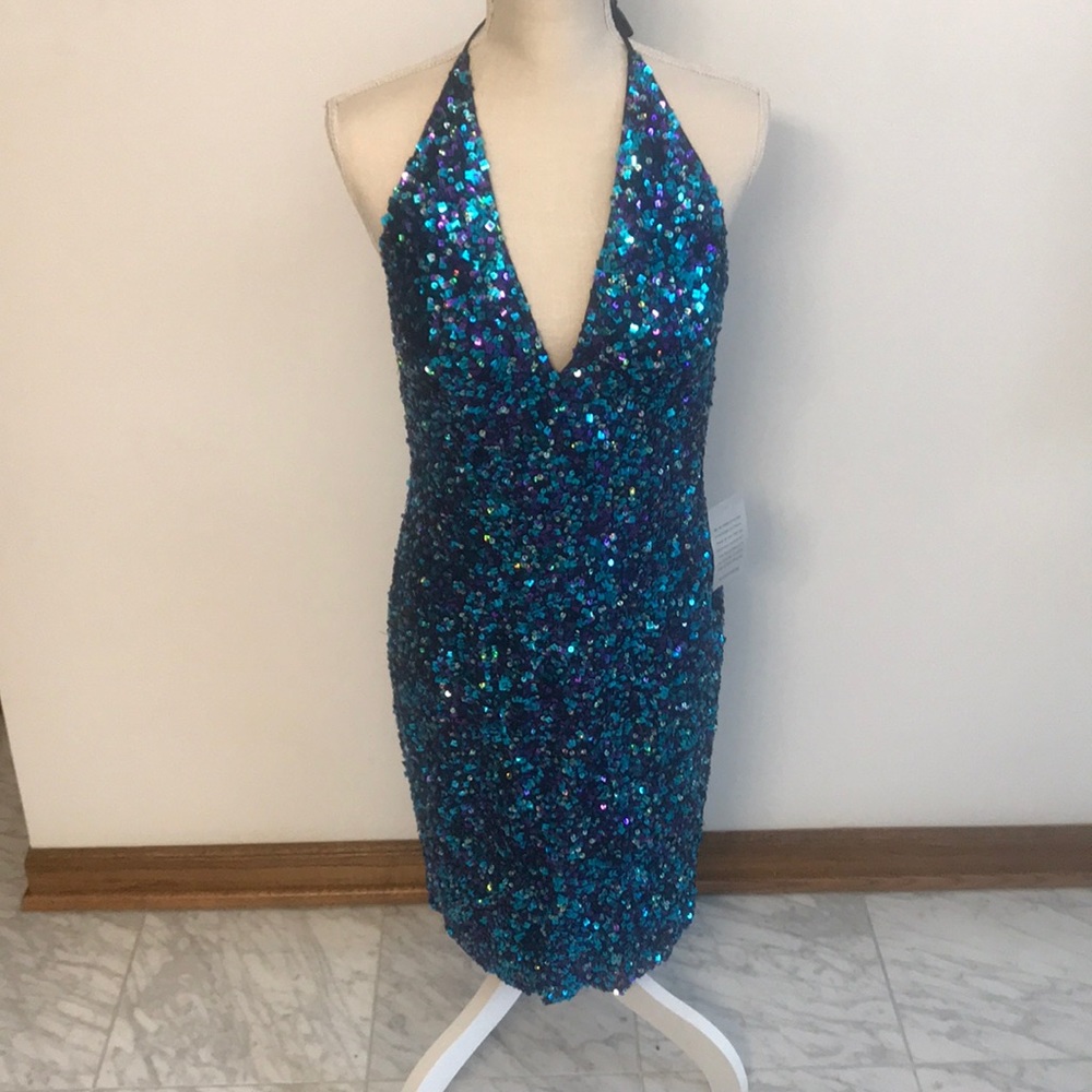 Adrianna Papell Blue/Purple Sequin Dress